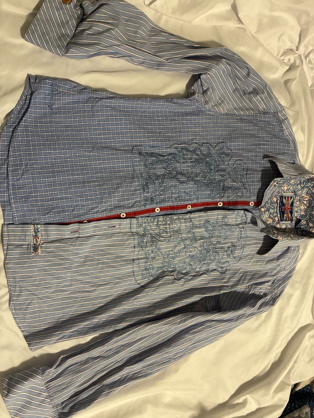 English Laundry Striped ,Plaid,And Embroidered Size Large Button Down